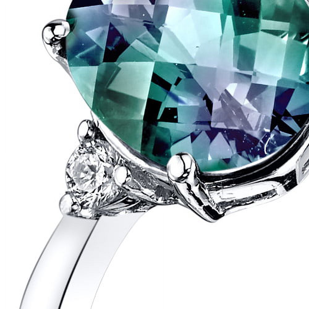 Oval-Cut Created Alexandrite and Diamond Accent 14kt White Gold Ring L263