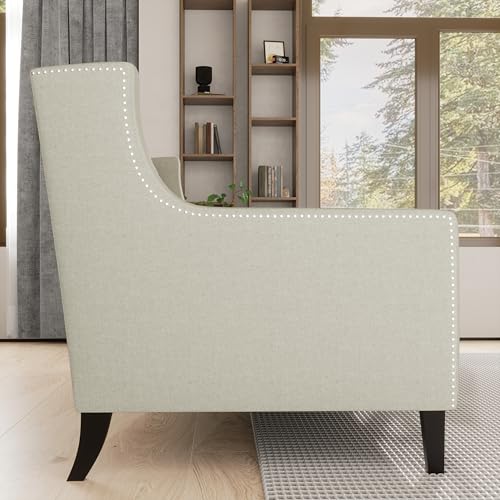 Beige Upholstered 3-Seater Sofa with Button Tufted Backrest Q593853
