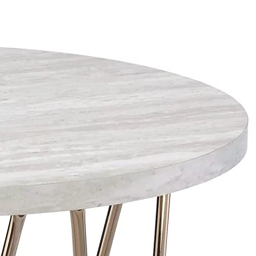 White Faux Marble Top End Table R81873