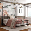 Queen Size Metal Canopy Bed Frame in Black C4055