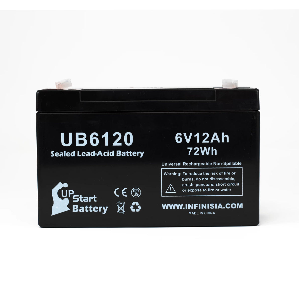 6V 12Ah Sealed Lead Acid Battery with F1 to F2 Terminal Adapters I499626