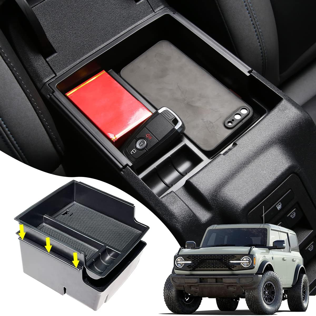 Central Armrest Storage Box Center Console Tray Organizer Pack of 2 B777400