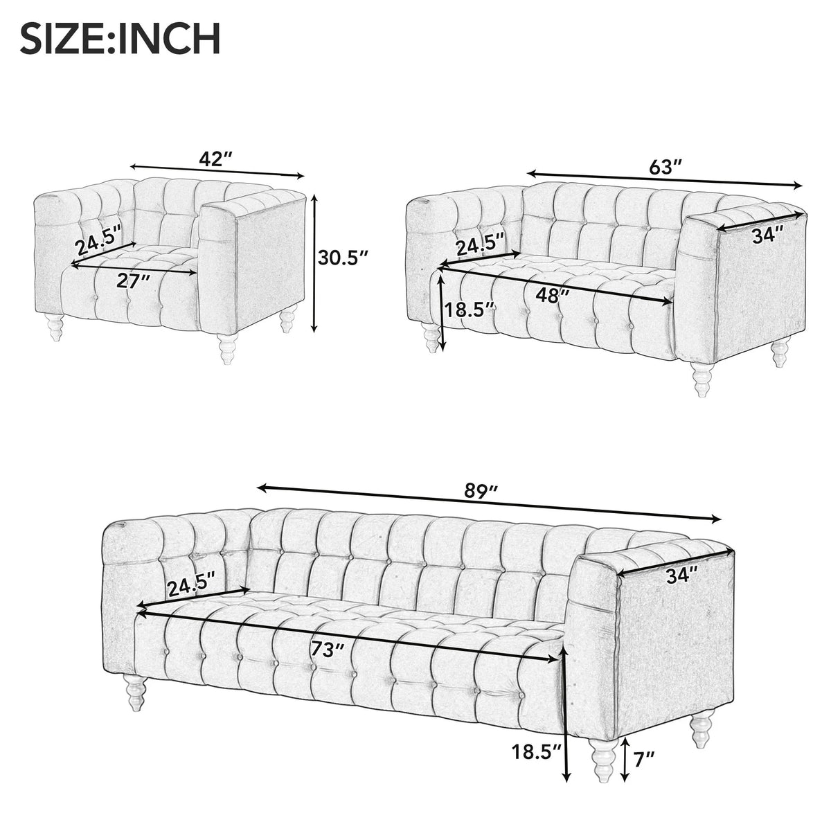 Modern Sofa with Solid Wood Legs H2784