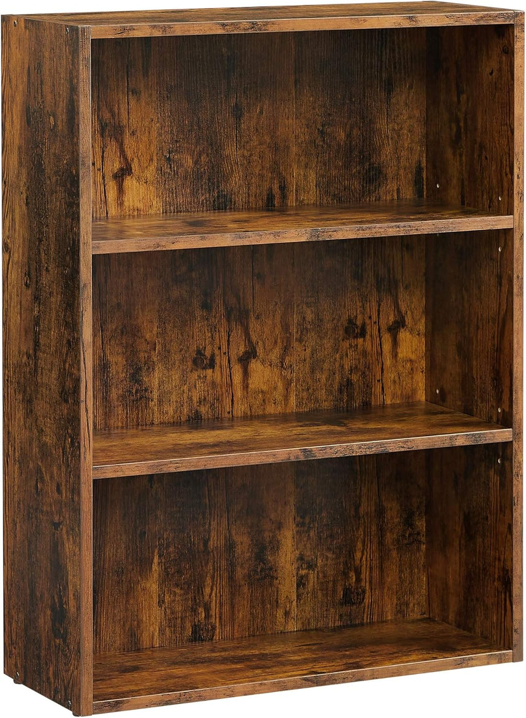 Rustic Brown Open Bookcase with Adjustable Shelves Q105