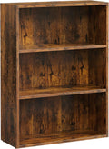 Rustic Brown Open Bookcase with Adjustable Shelves Q105