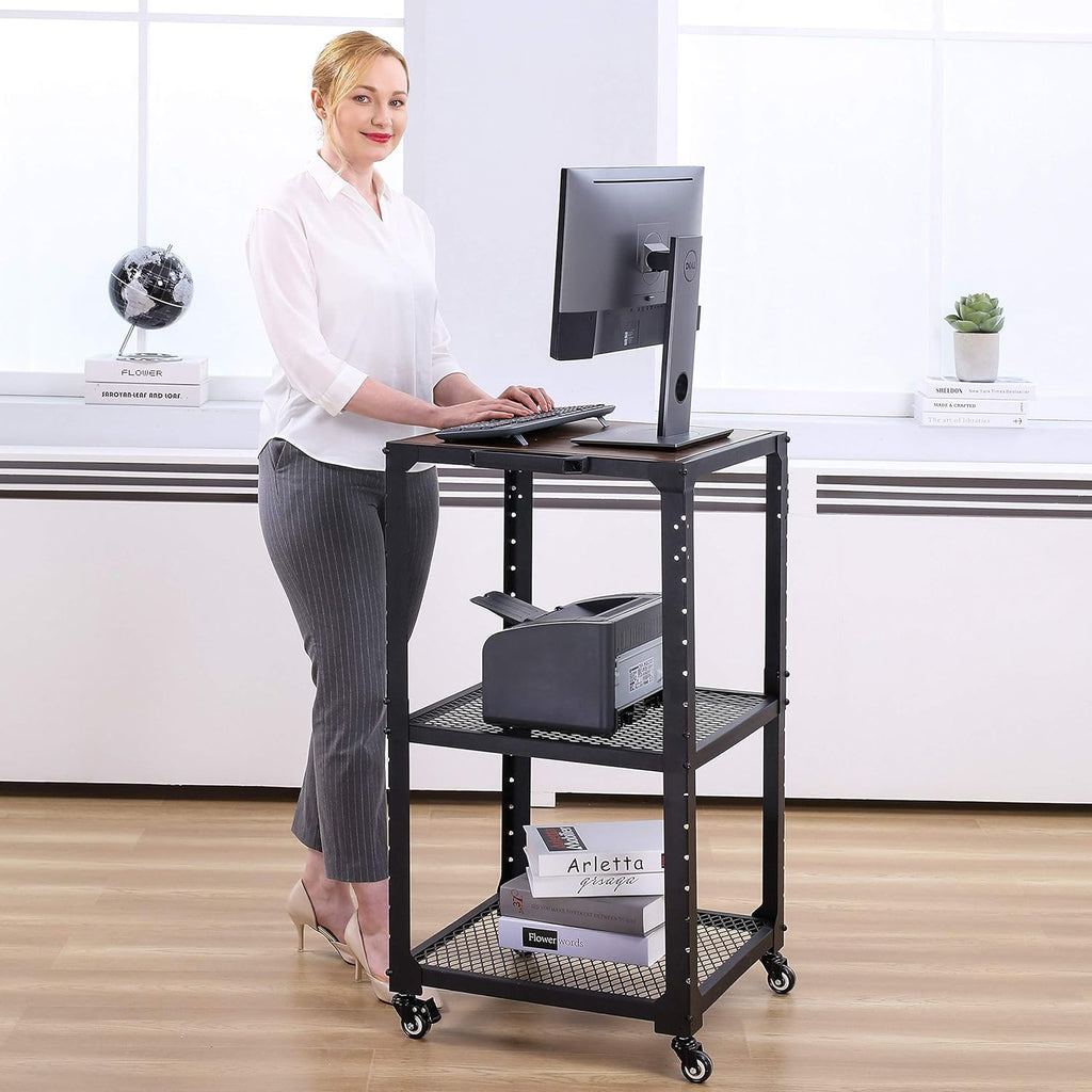 Metal Rolling Storage Cart with Adjustable Shelves K83775