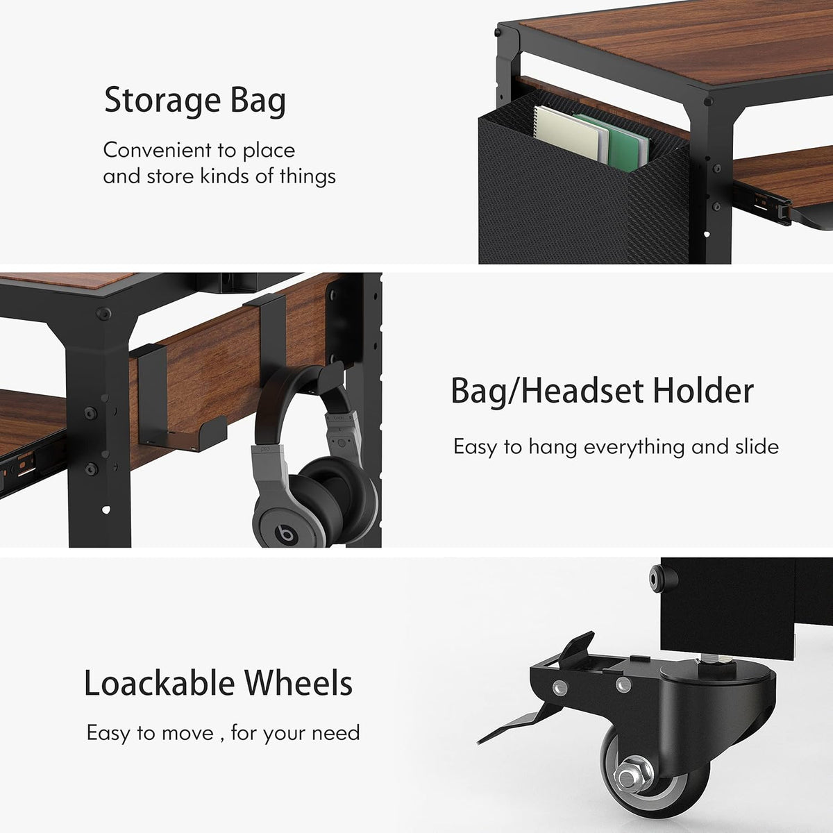 Metal Rolling Storage Cart with Adjustable Shelves K83775