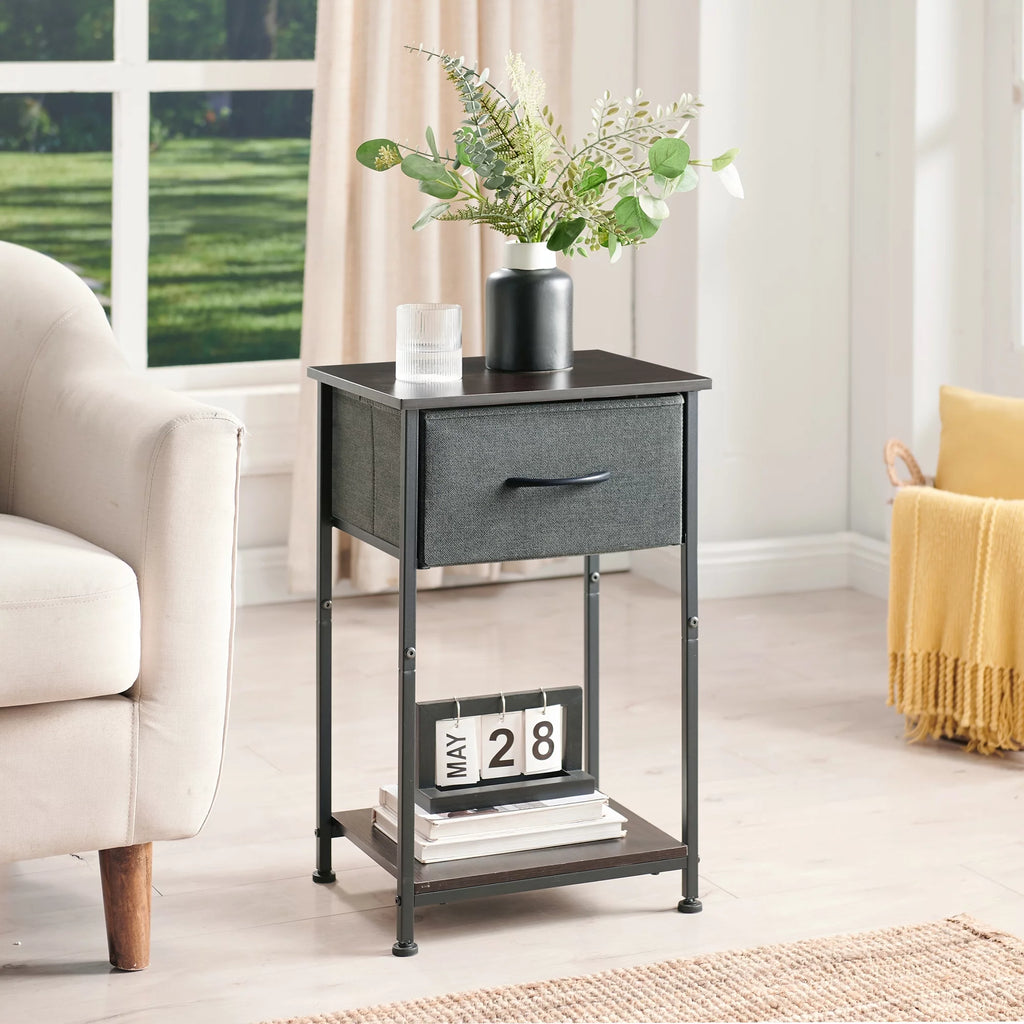 Small Nightstand with Drawer and Storage Shelf I6829