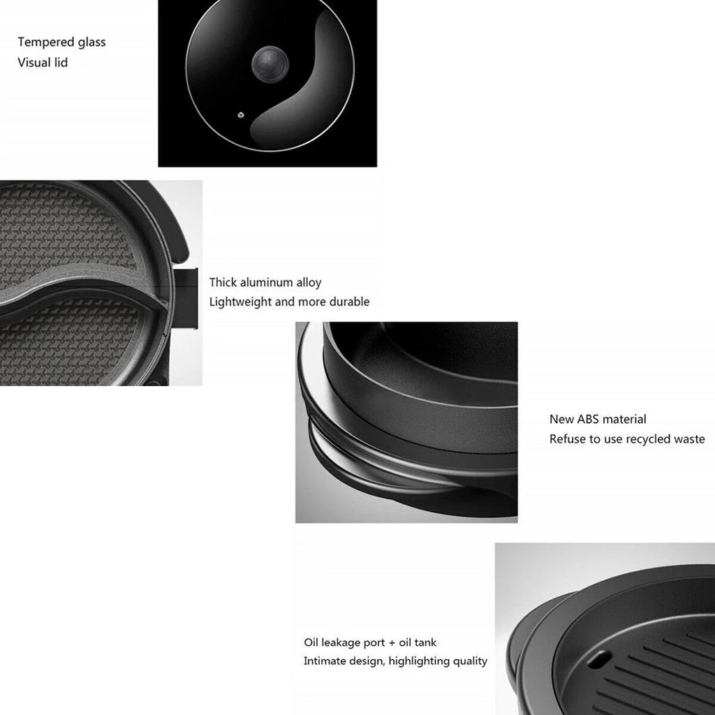2 in 1 Portable Electric Hot Pot Barbecue Grill Non-Stick Pan R221349