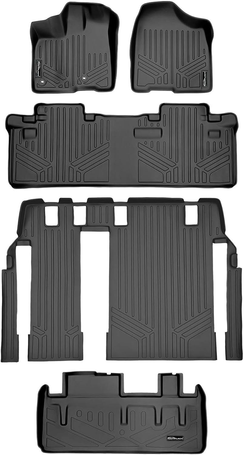 Black Custom Floor Mats 3 Rows and Cargo Liner Set H688252