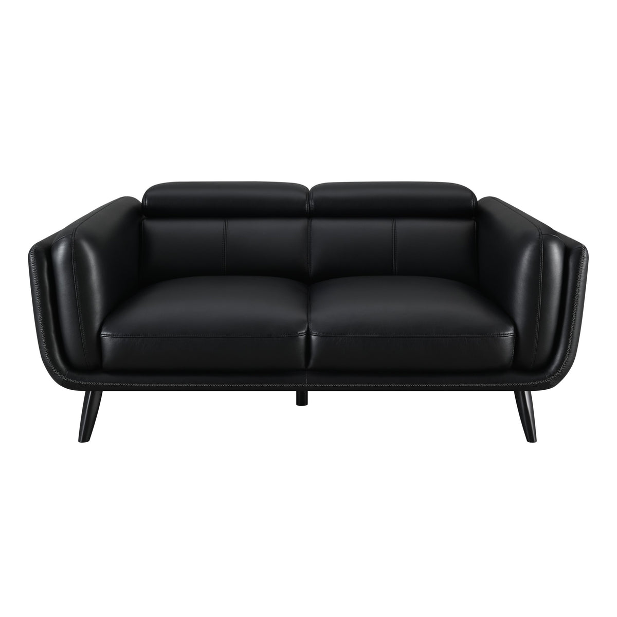 Black Faux Leather Loveseat J6582