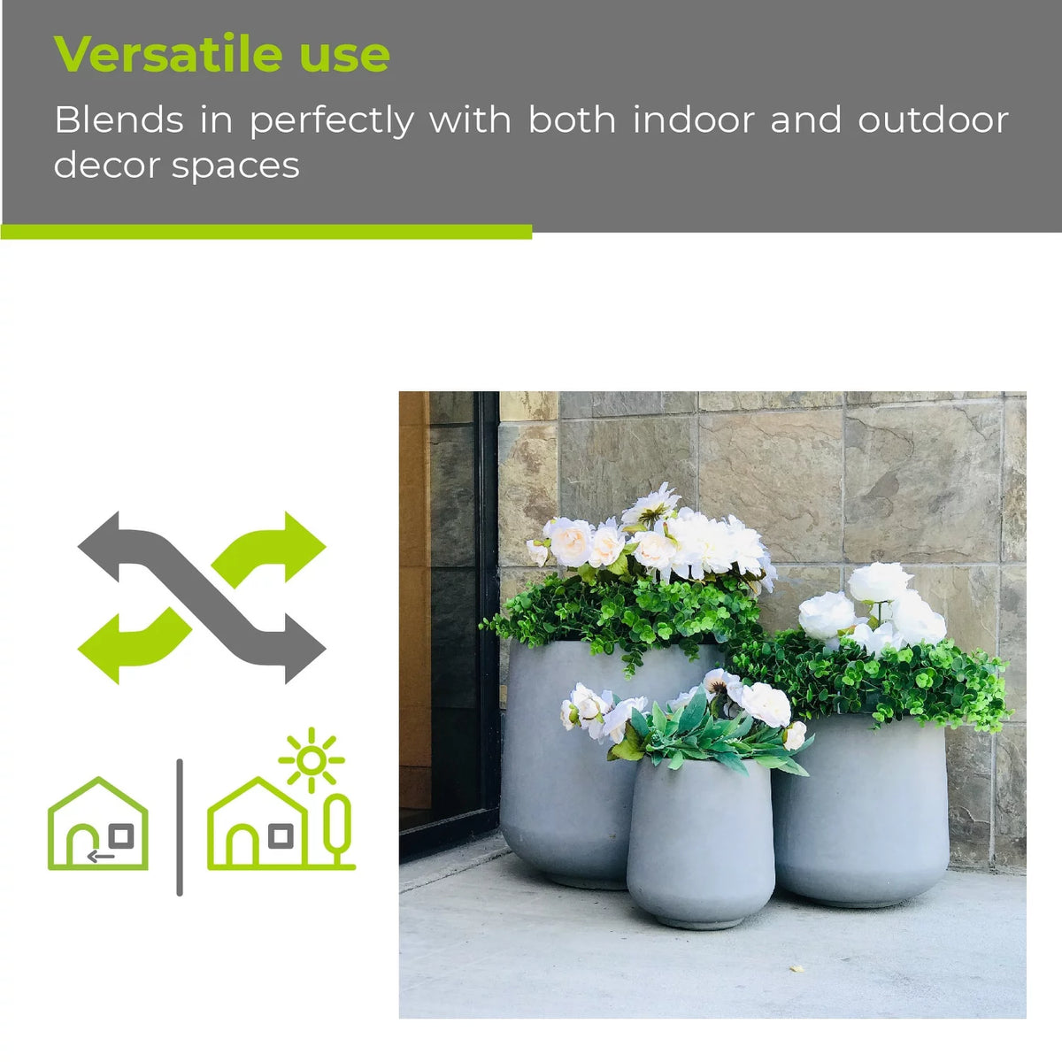 Round Concrete Planter Set of 3 Sizes F268056