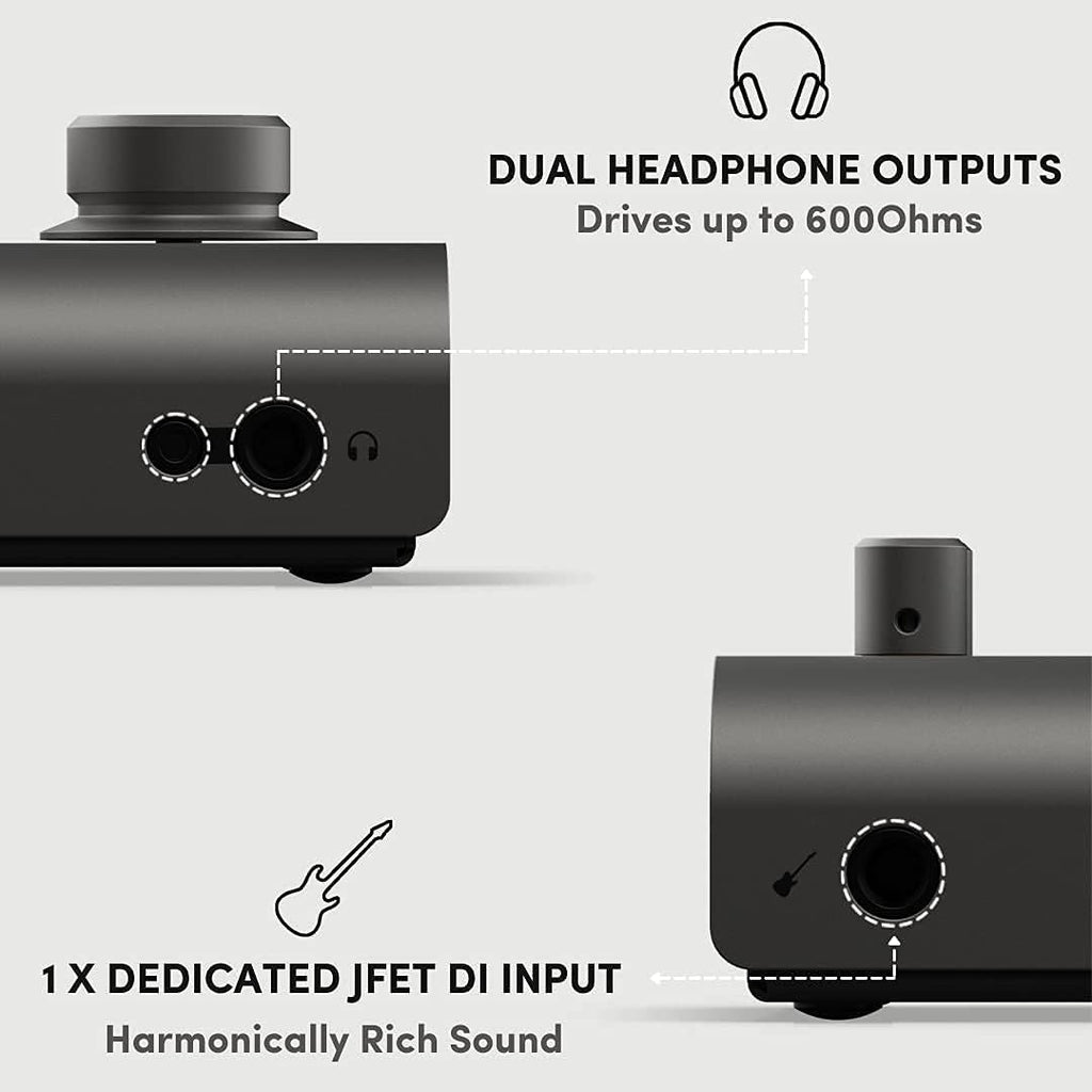 USB-C Audio Interface with Over-Ear Stereo Headphones and XLR Mic Cable V26900