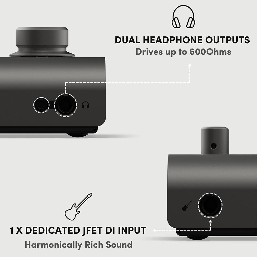 USB-C Audio Interface with Over-Ear Stereo Headphones and XLR Mic Cable V26900