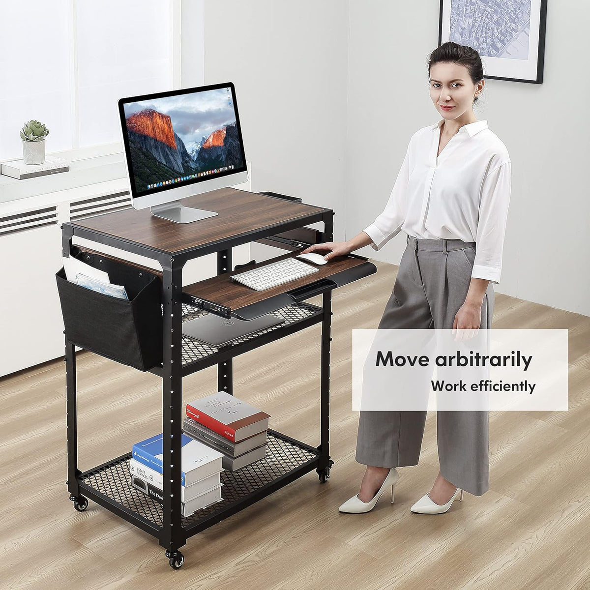 Metal Rolling Storage Cart with Adjustable Shelves K83775