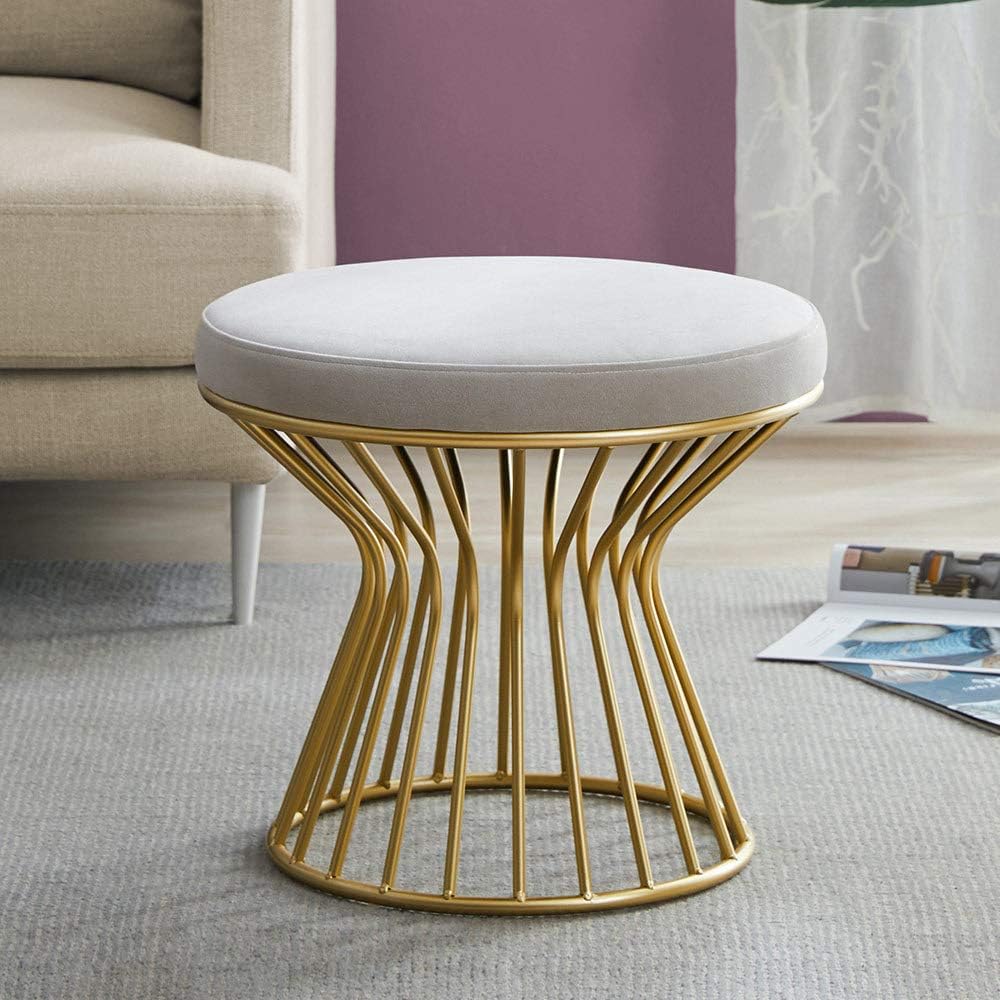 Pink Velvet Ottoman Footrest A3454