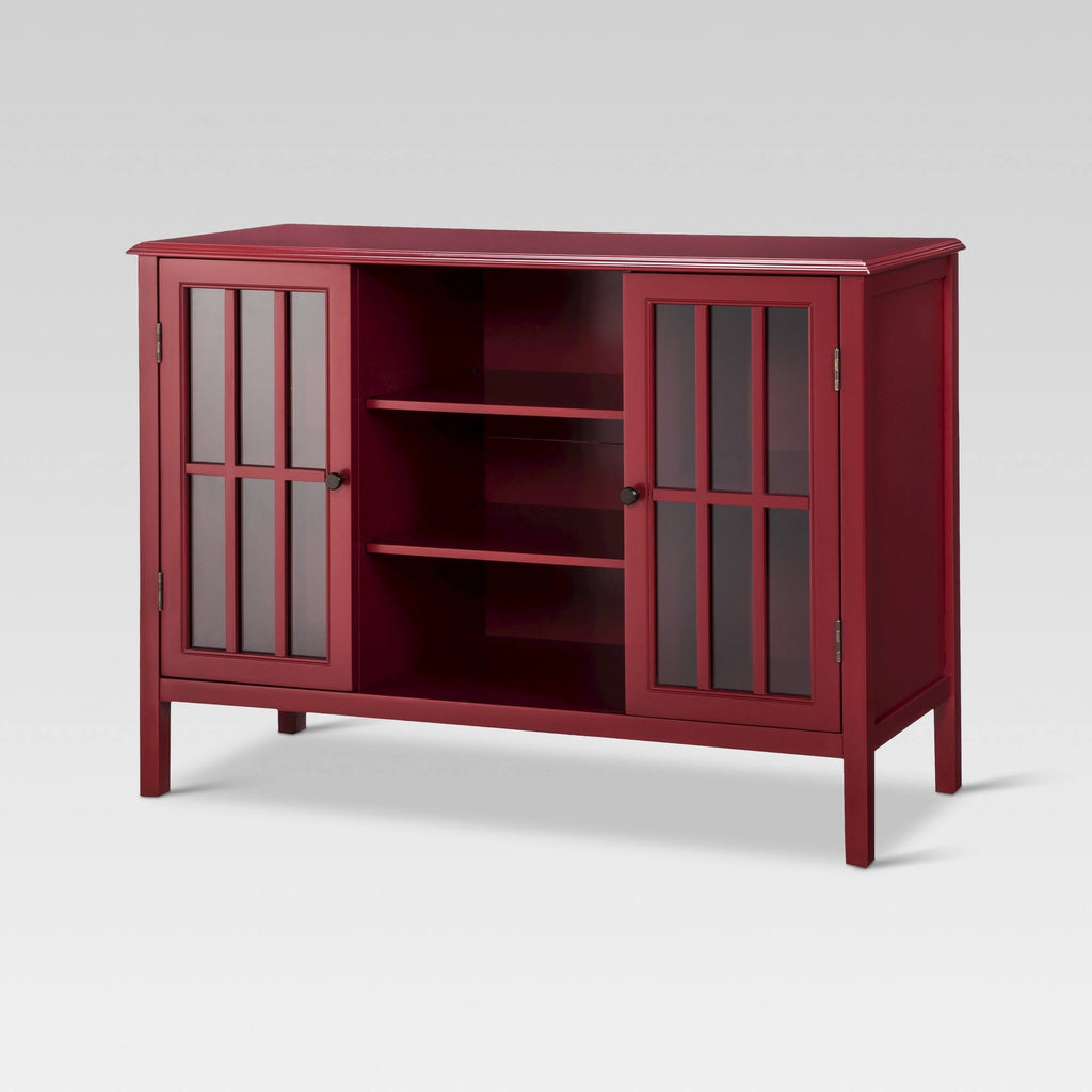 Red 2 Door Storage Cabinet with Center Shelves C679