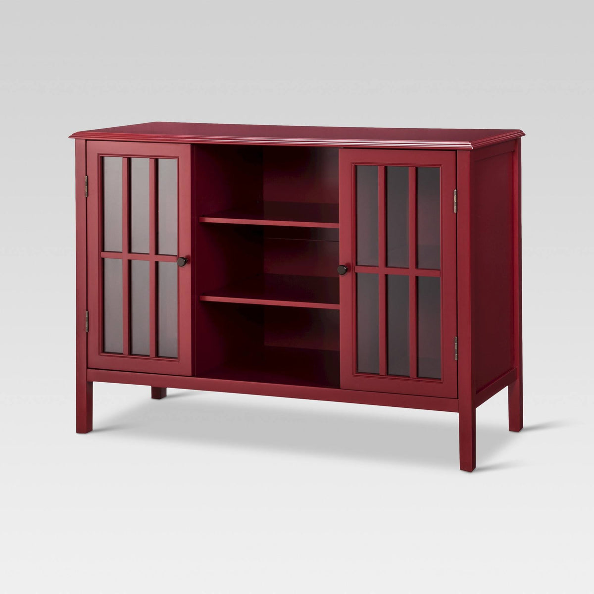 Red 2 Door Storage Cabinet with Center Shelves C679