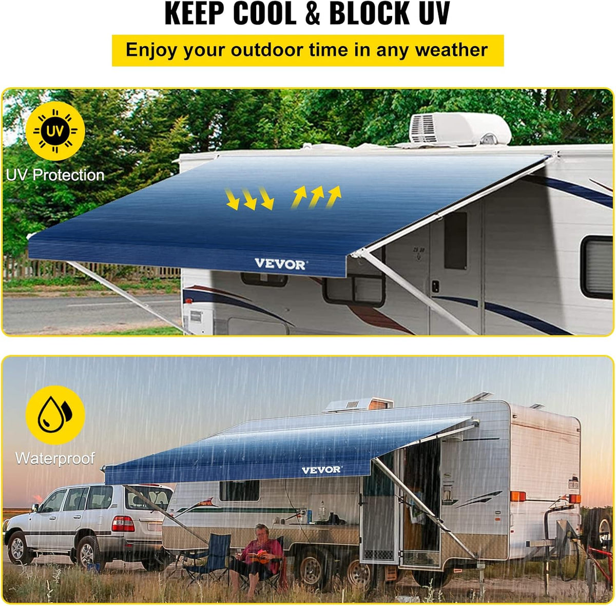 19 FT Slate Blue Vinyl RV Awning Replacement Fabric H68302
