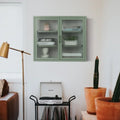 Haze Double Glass Door Wall Cabinet With Detachable Shelves Mint Green M558