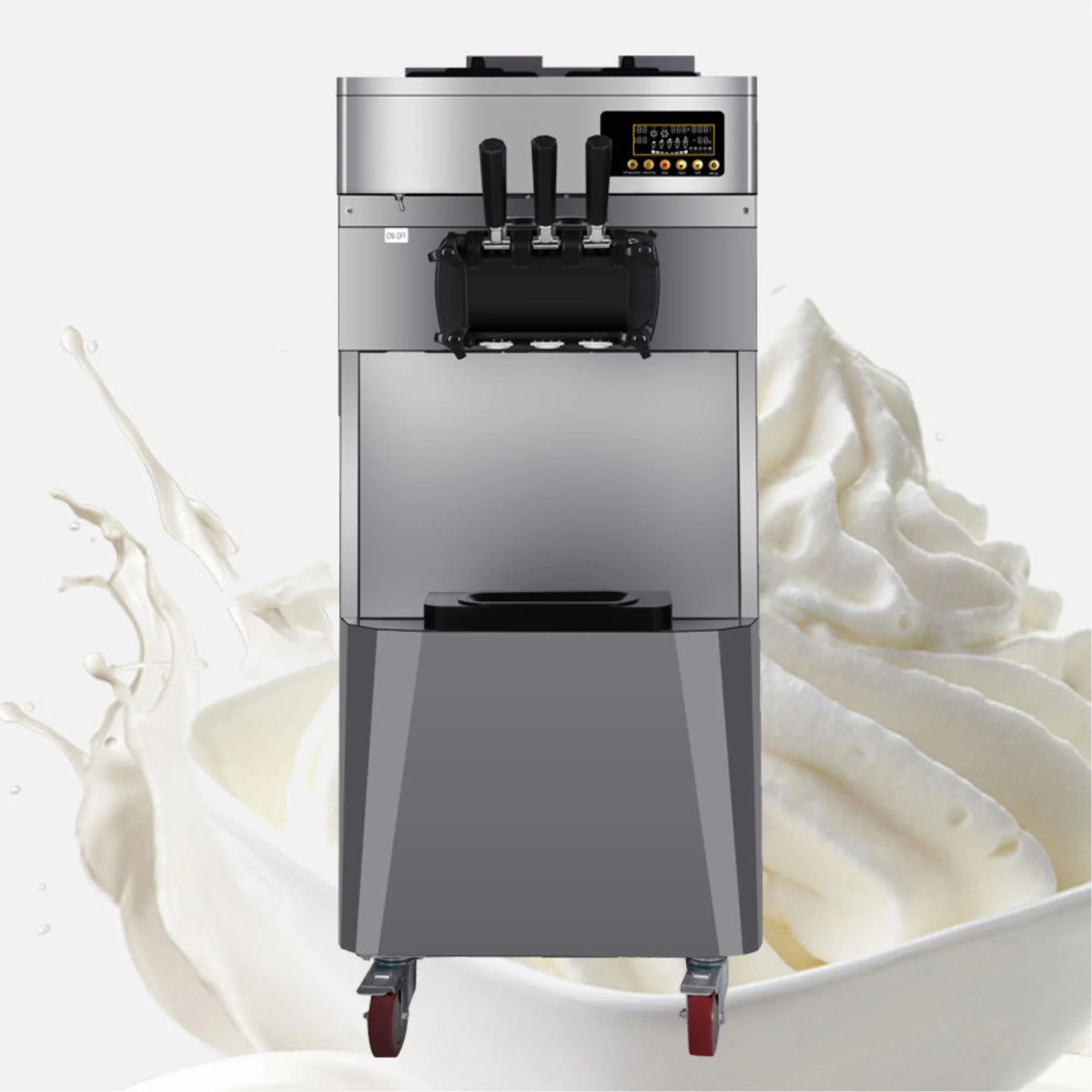 Commercial Three Flavors Ice Cream Maker with Stainless Steel Stand I8614