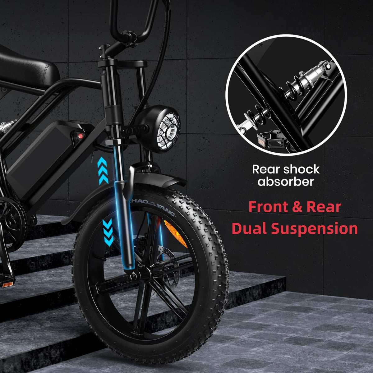 20" Fat Tire 750W Electric Bike with 48V 15AH Removable Battery F623