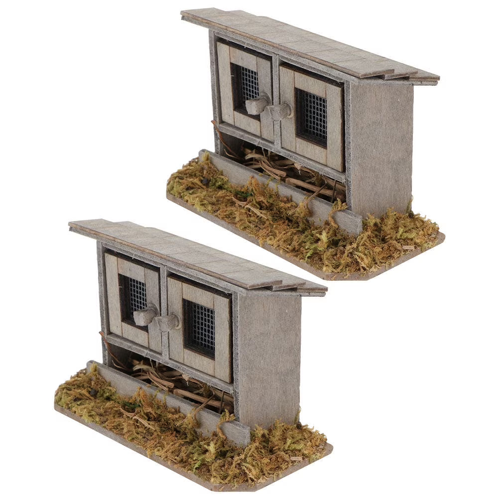 Wooden Dollhouse Miniature Chicken Coop Decor R4885