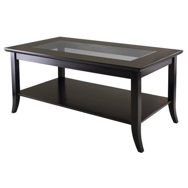 Rectangular Coffee Table with Glass Top and Shelf F5884