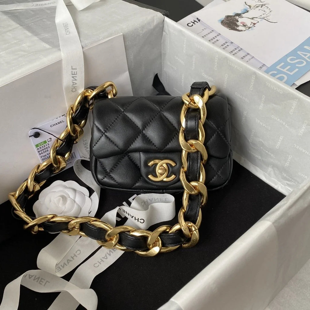 Black Mini Flap Shoulder and Crossbody Bag E526358