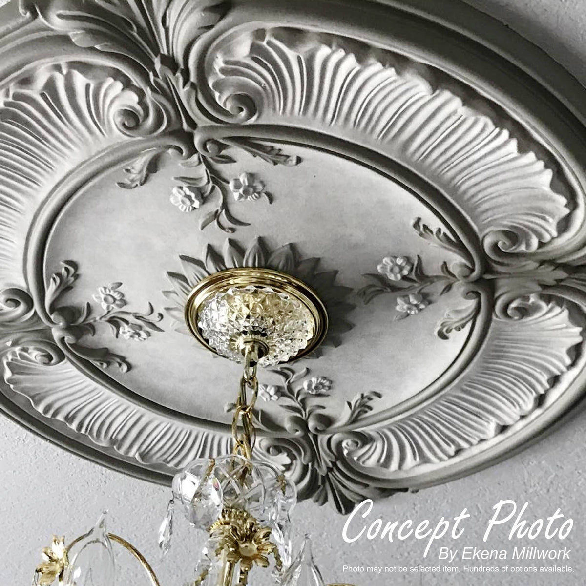 23 5/8x22OD x 3 7/8x22ID x 2 1/8x22P Hand-Painted Ultra Pure White Crack Ceiling Medallion B280529