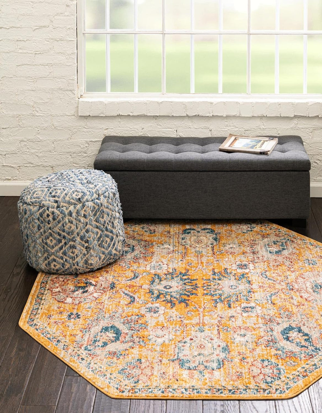 Yellow Octagon Rug K120224
