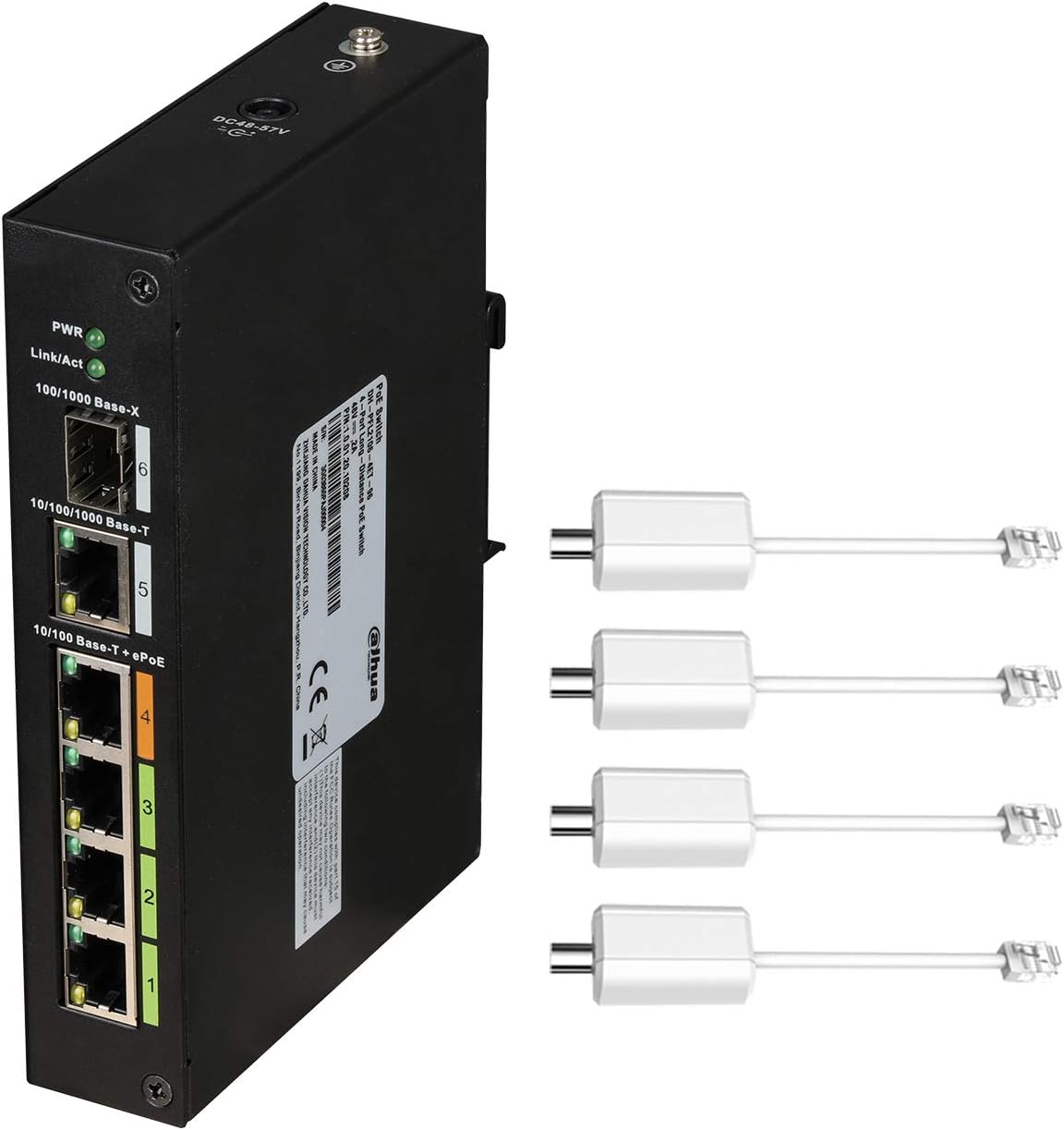 Industrial 4 Port POE & EOC Hybrid ePOE Switch with Ethernet Over Coax Technology I837095