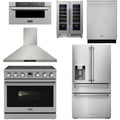 36 Electric Range, Range Hood, Refrigerator, Dishwasher, Microwave and Wine Cooler Z5098