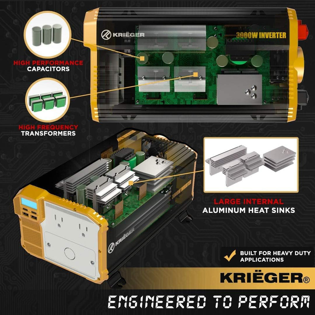 3000 Watts Power Inverter 12V to 110V Modified Sine Wave Dual AC Outlets Hardwire Kit I4082
