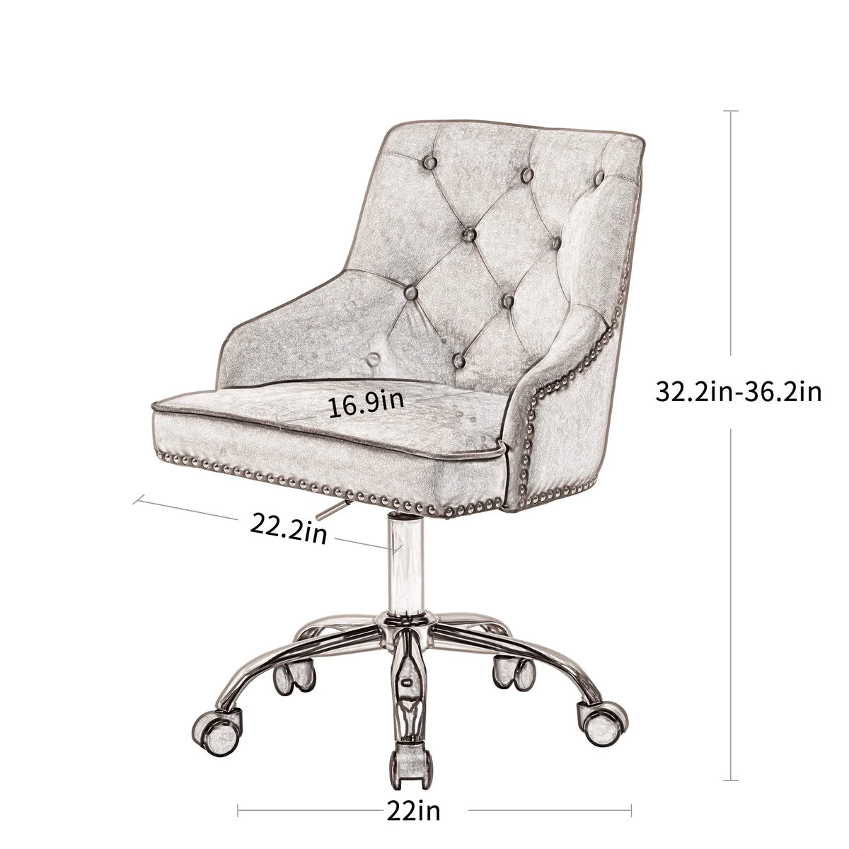 Velvet Vanity Chair with Tufted Button, Swivel Height-Adjustable Seat Q307071