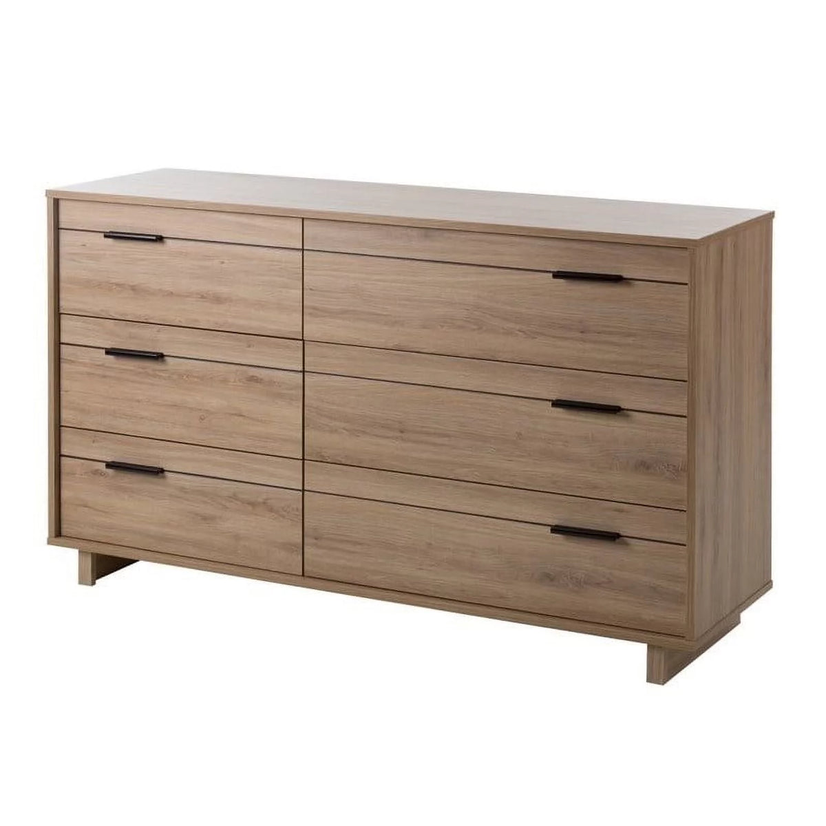 2 Piece 6 Drawer Dresser and 2 Drawer Nightstand Set Rustic Oak N295