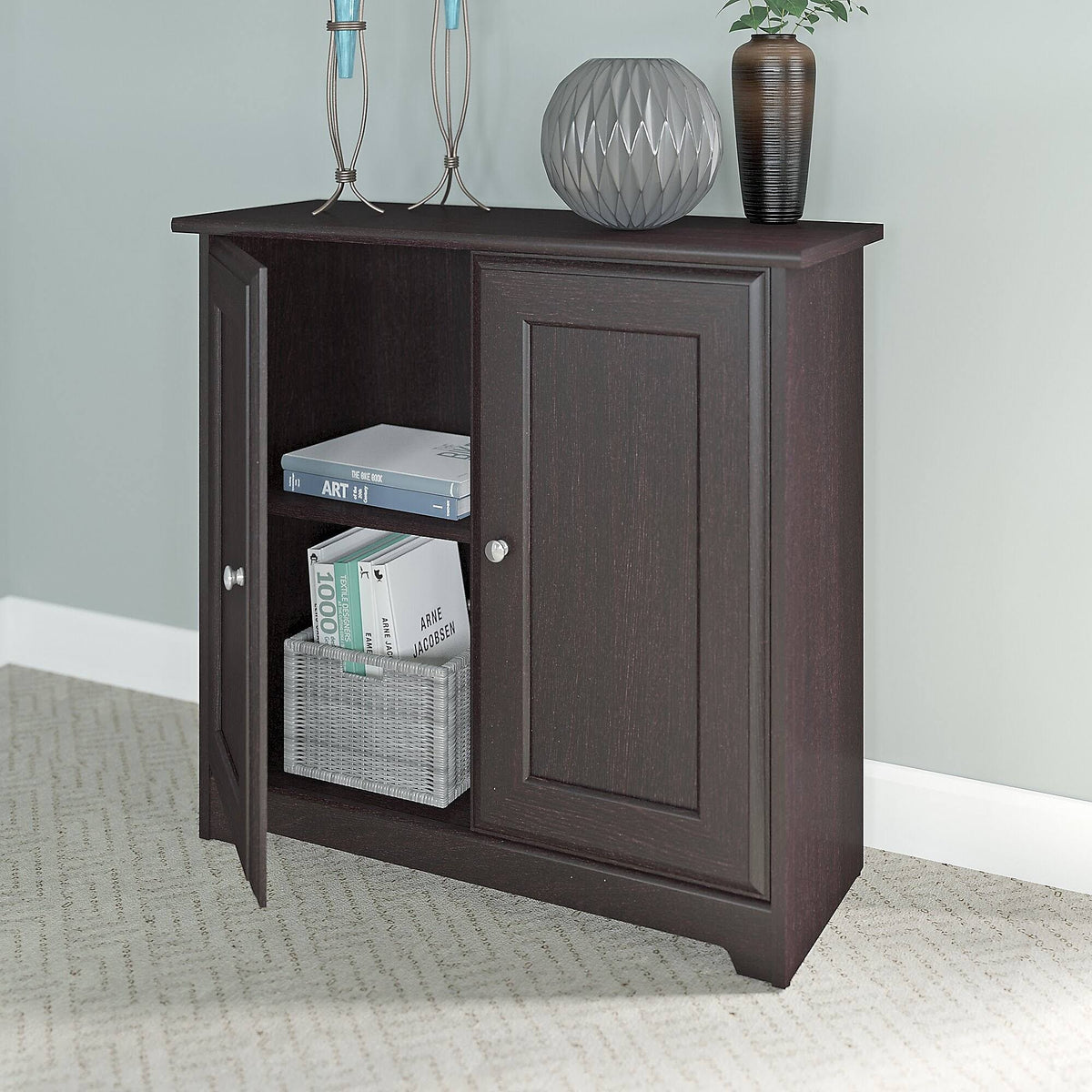 Espresso Oak Low Storage Cabinet with Doors J5449