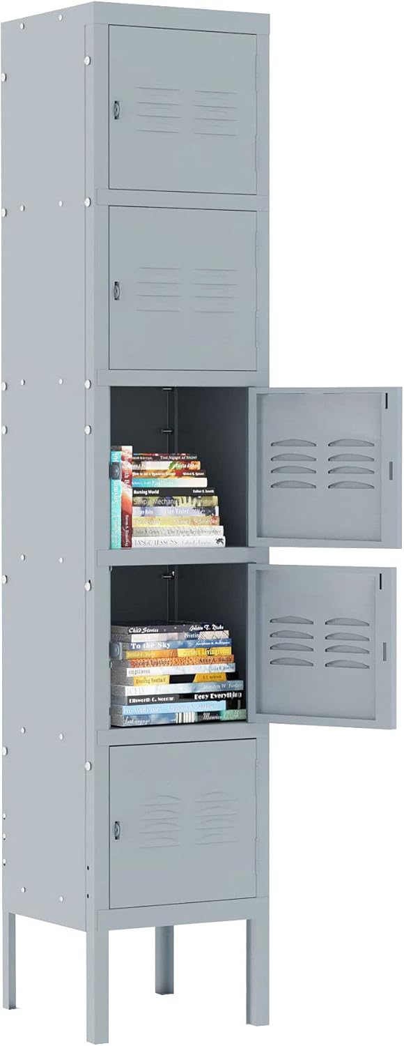 Metal Locker Cabinet with 5 Doors, 5 Tier Shelf U884821