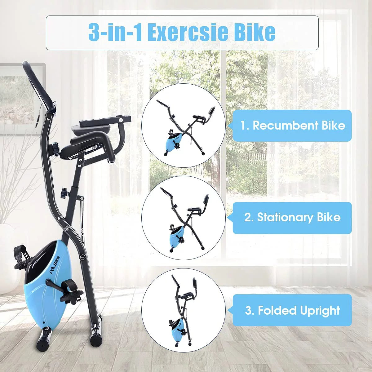 Folding Exercise Bike with 10-Level Adjustable Magnetic Resistance B7176