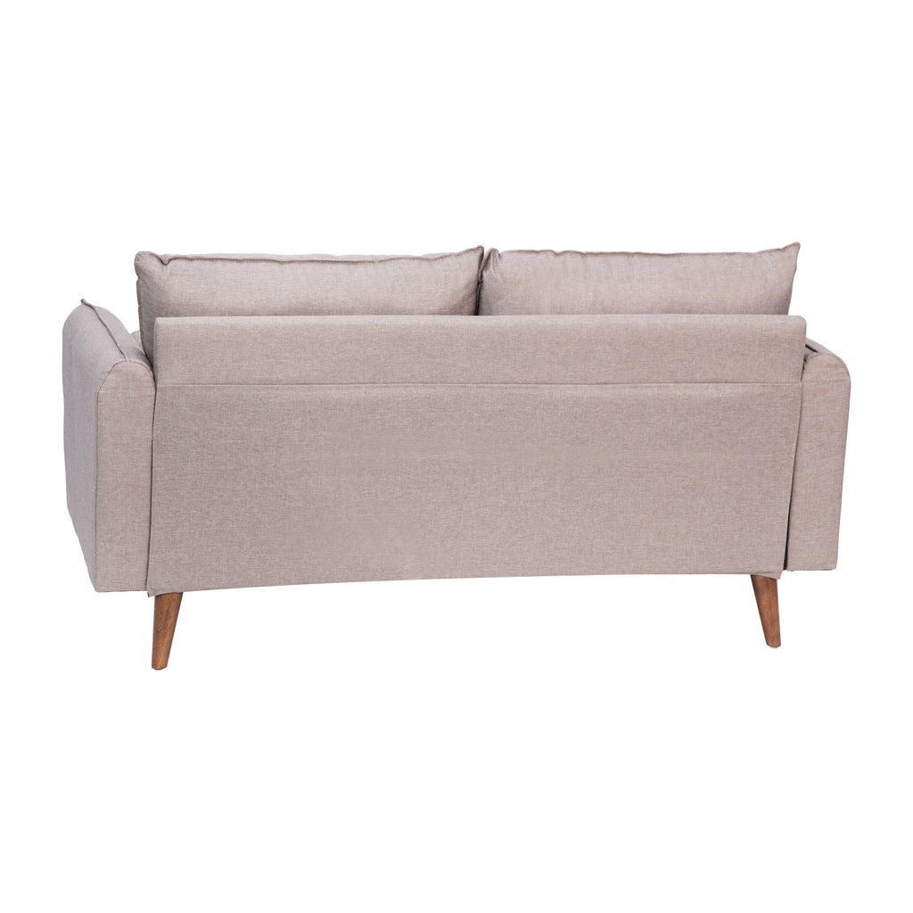 Taupe Faux Linen Loveseat Sofa with Solid Wood Legs N912485