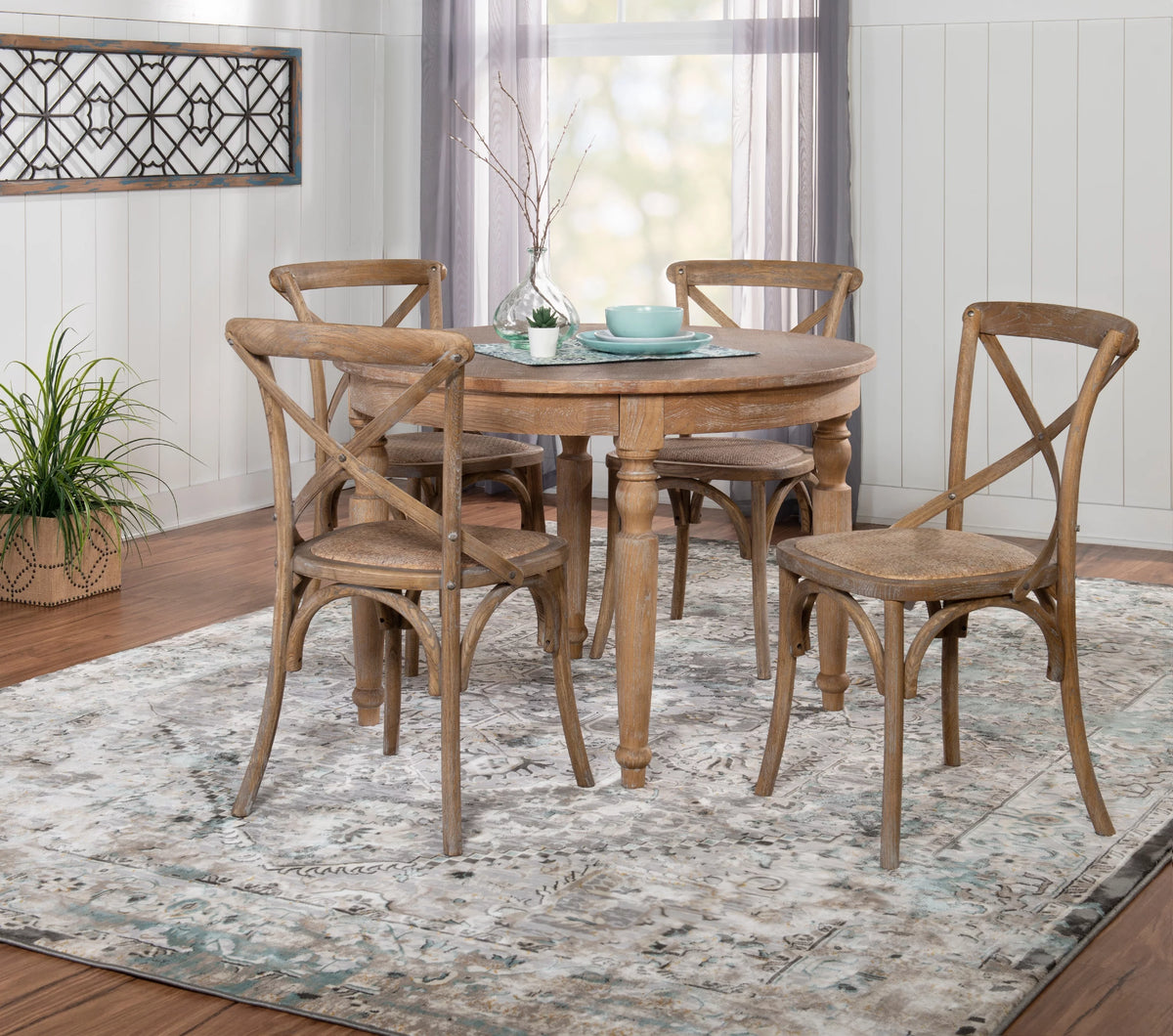 42" Round Rustic Dining Table with Turned Legs W2383