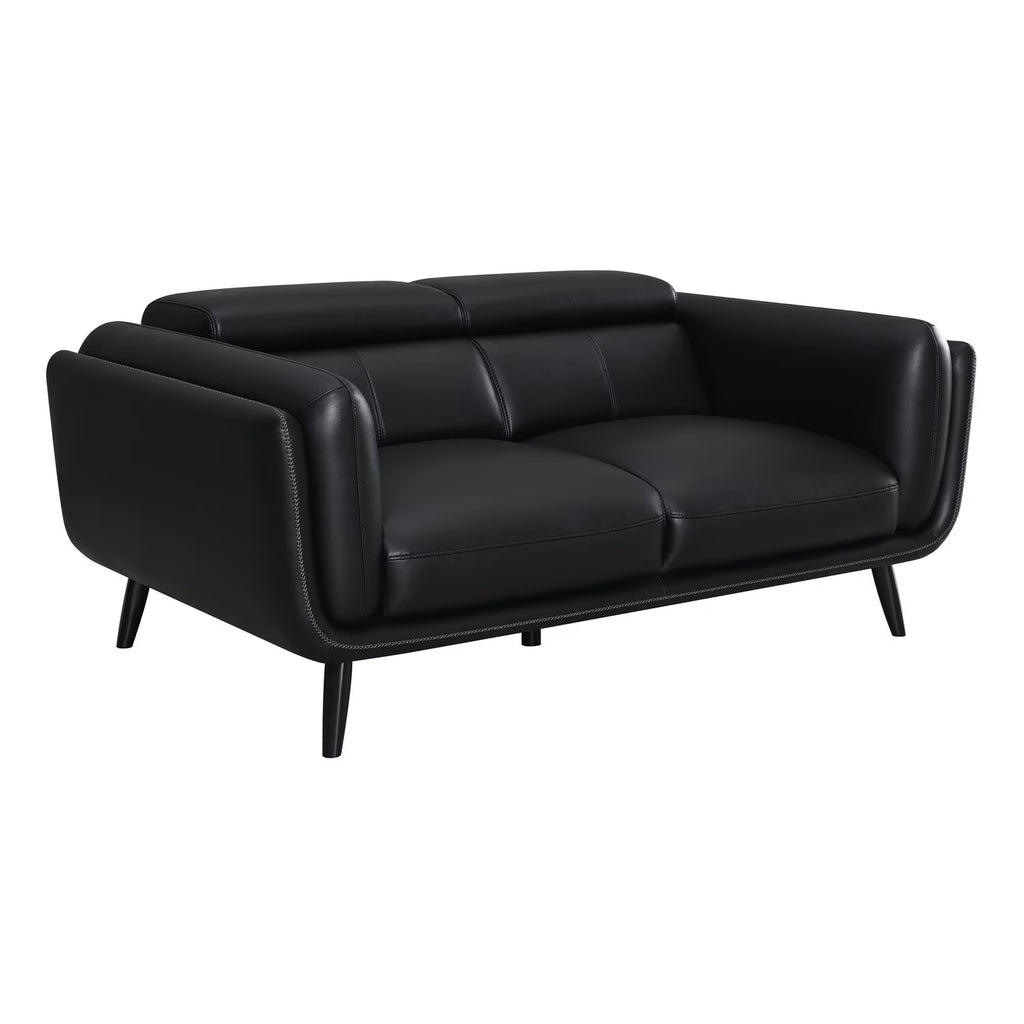Black Faux Leather Loveseat J6582