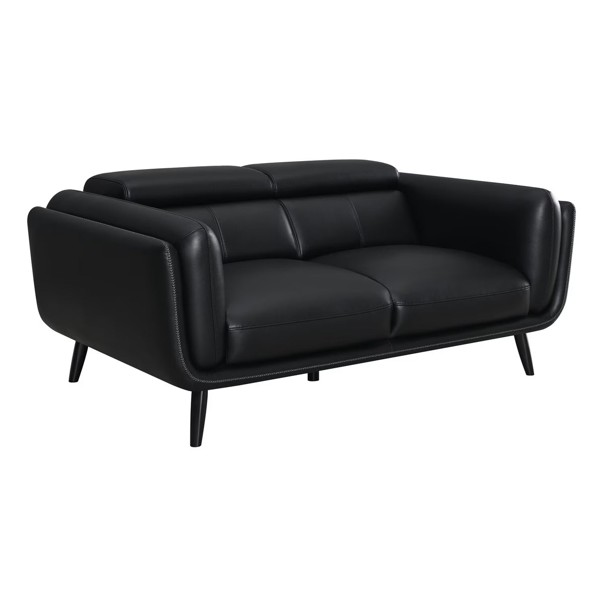 Black Faux Leather Loveseat J6582