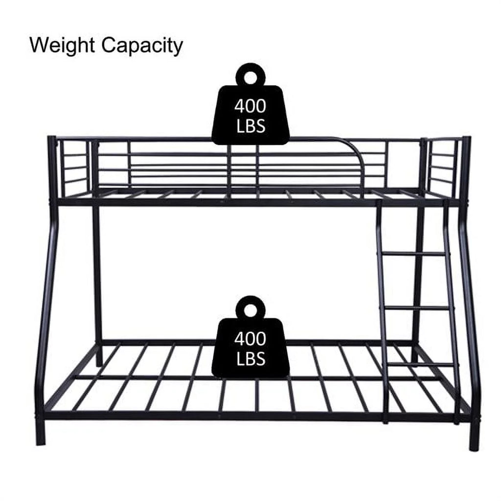 Black Twin Over Full Metal Bunk Bed with Ladder and Guardrail R434207