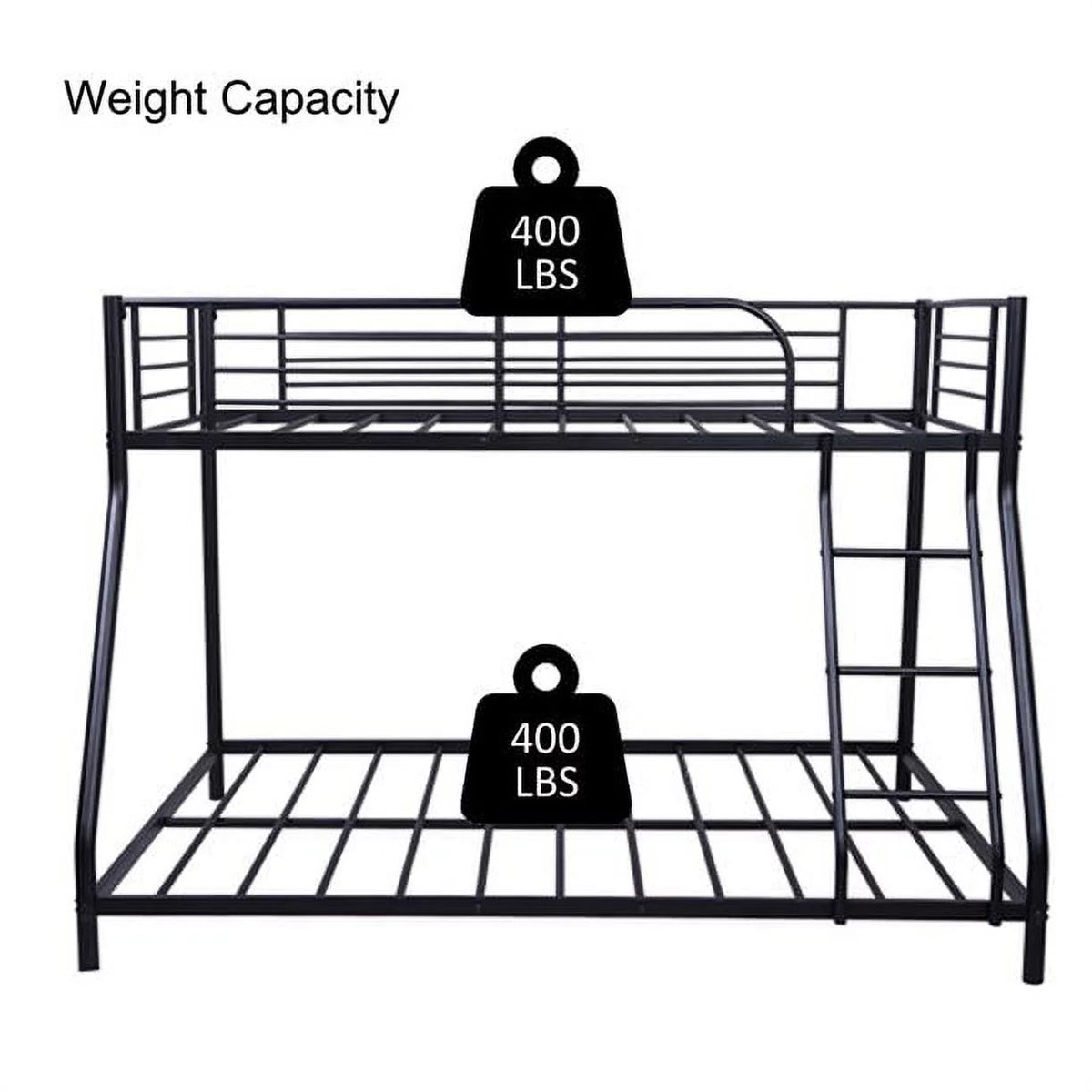 Black Twin Over Full Metal Bunk Bed with Ladder and Guardrail R434207