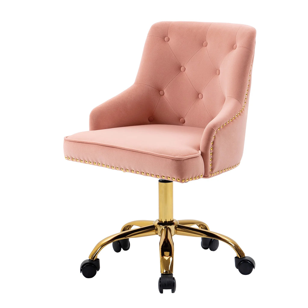 Velvet Vanity Chair with Tufted Button, Swivel Height-Adjustable Seat Q307071