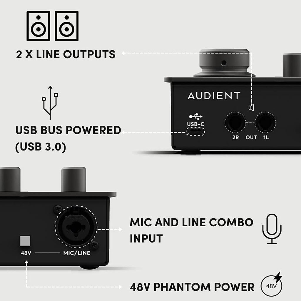 USB-C Audio Interface with Over-Ear Stereo Headphones and XLR Mic Cable V26900
