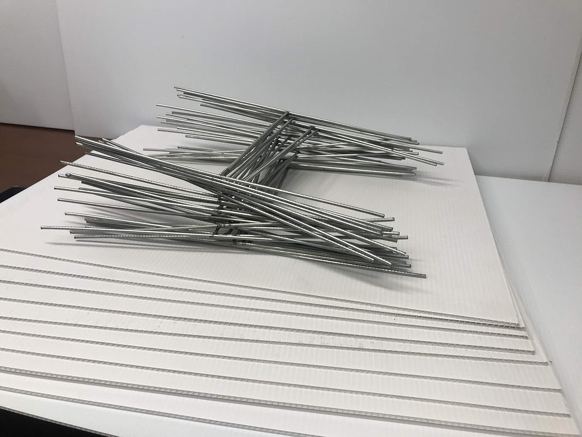 30 Pc White Blank Yard Signs with Metal Stakes E982929