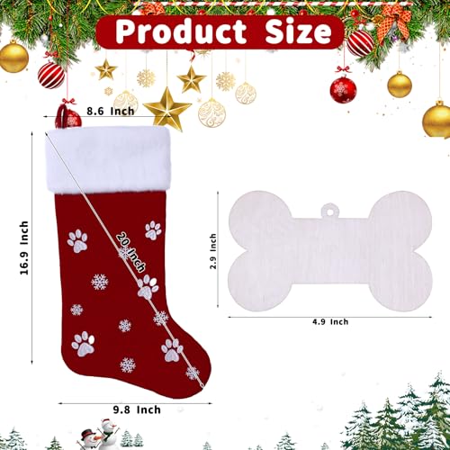 Black Pet Christmas Stockings with Wooden Bone Tag W22939