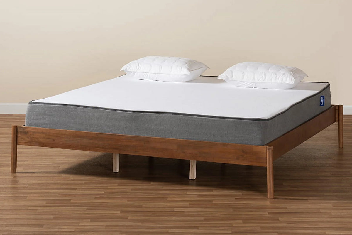 Ash Walnut Finished Wood Queen Size Bed Frame F8924